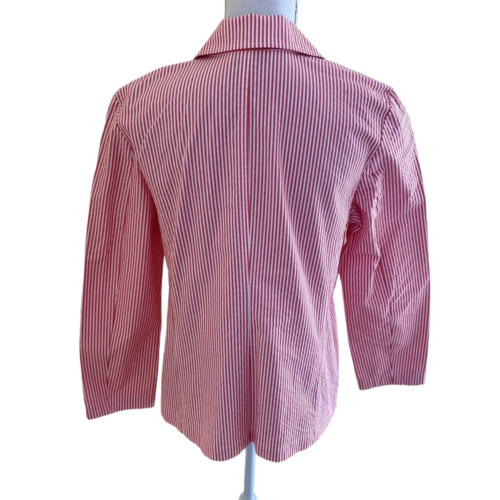 Elliot Lauren White/Orange Pinstripe One Button Blazer 12 - Picture 6 of 10